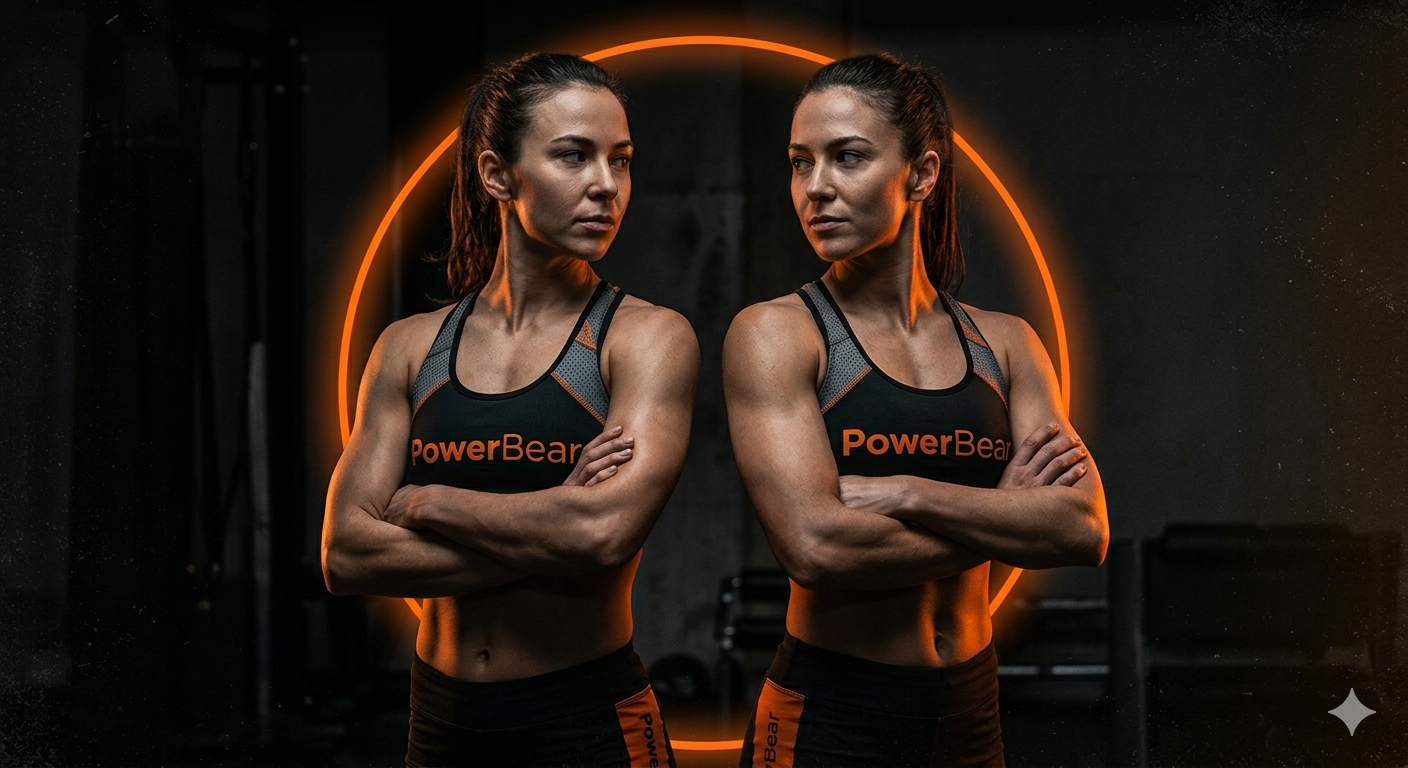 Femme athlétique à l'entraînement en salle, éclairage orange sombre — créatine et femmes POWERBEAR